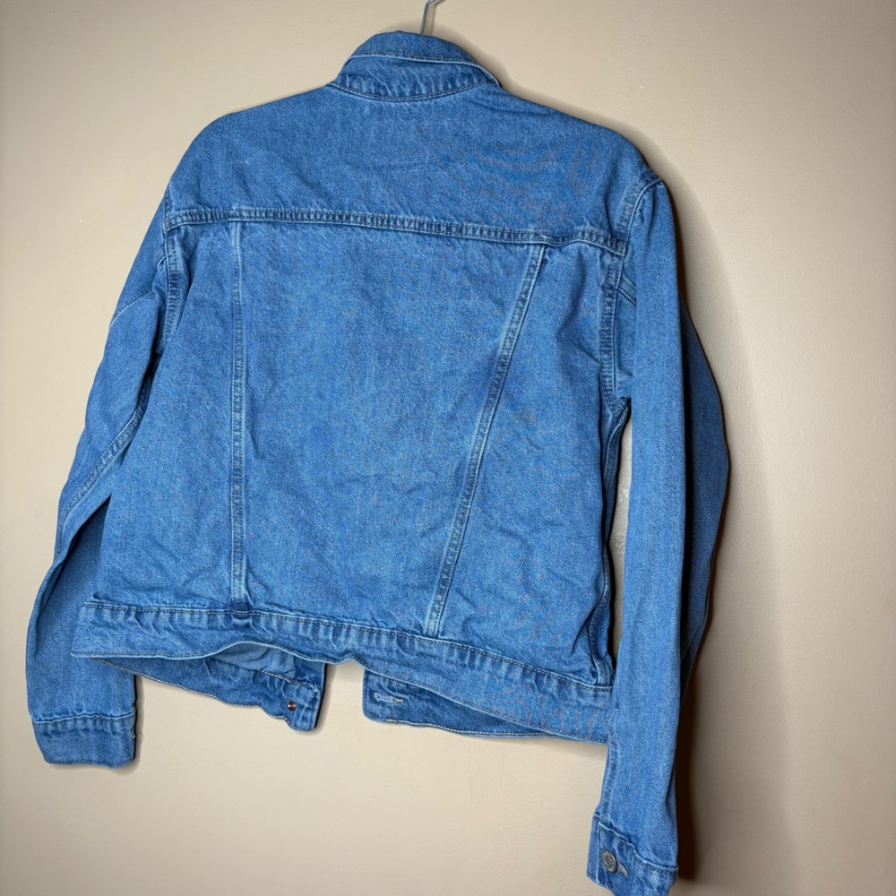 Old Navy Women's Blue Jean Jacket Waist Length Buttons Pockets Size Medium - Picture 7 of 7